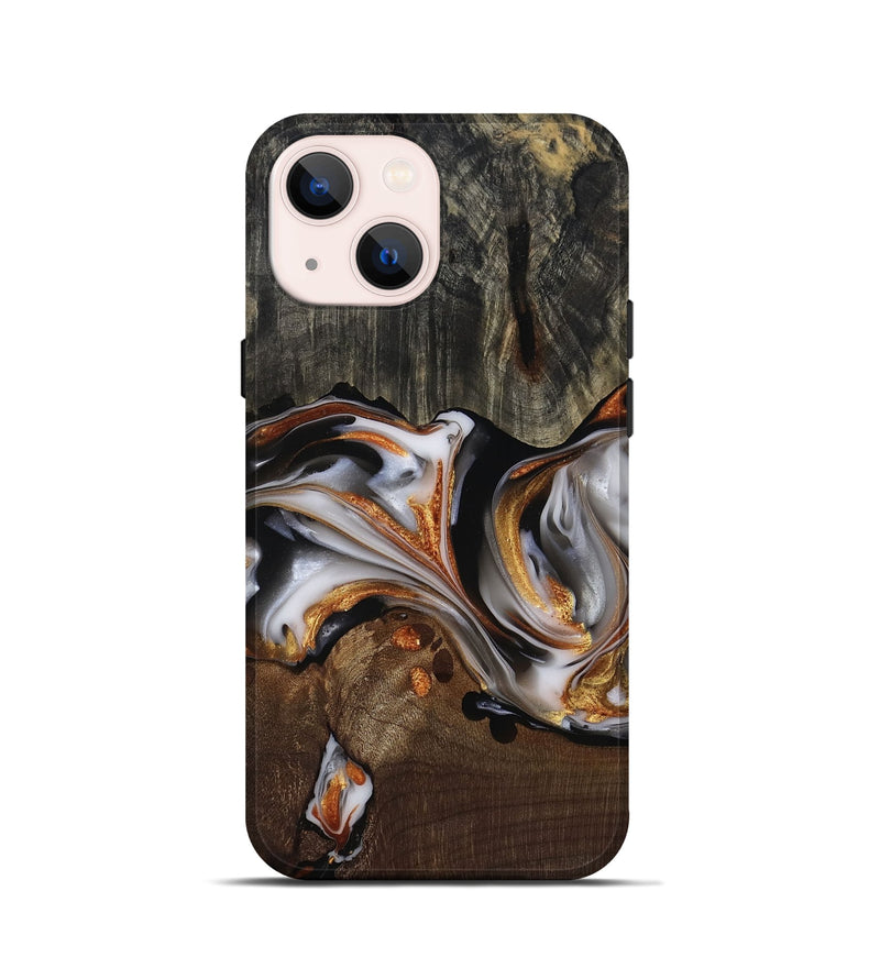 iPhone 13 mini Wood Live Edge Phone Case - Darby (Black & White, 812207)