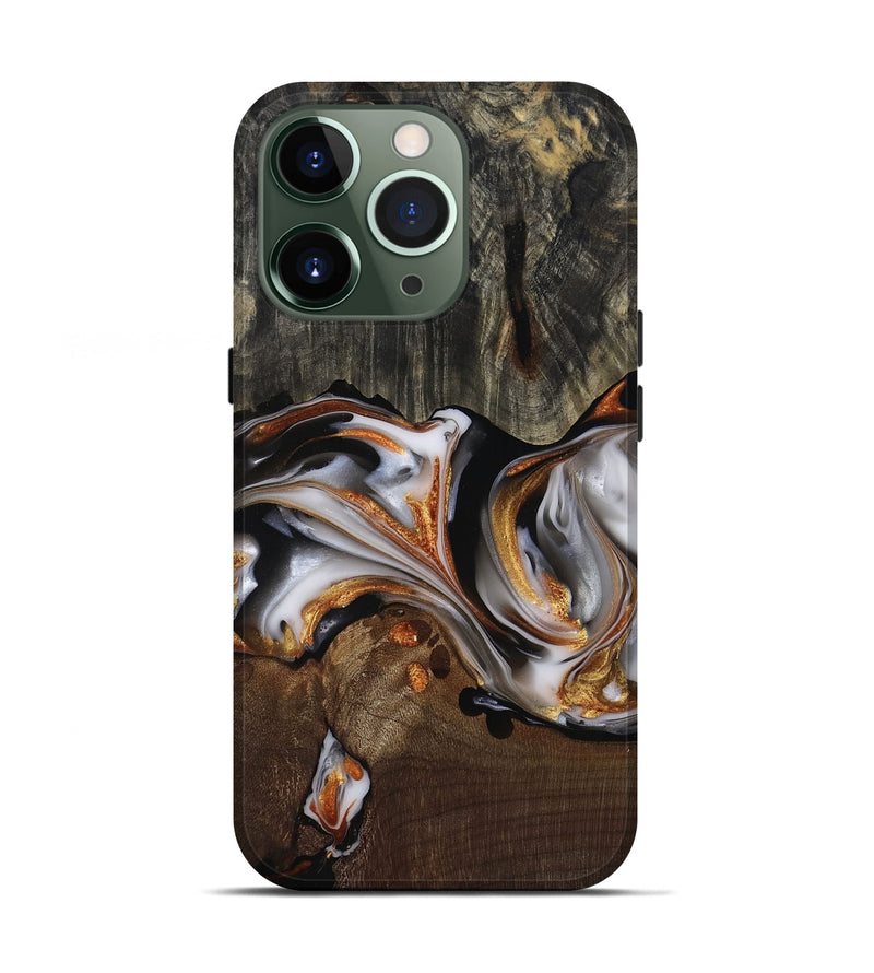 iPhone 13 Pro Wood Live Edge Phone Case - Darby (Black & White, 812207)