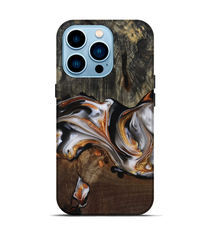 iPhone 14 Pro Wood Live Edge Phone Case - Darby (Black & White, 812207)