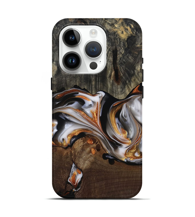 iPhone 15 Pro Wood Live Edge Phone Case - Darby (Black & White, 812207)