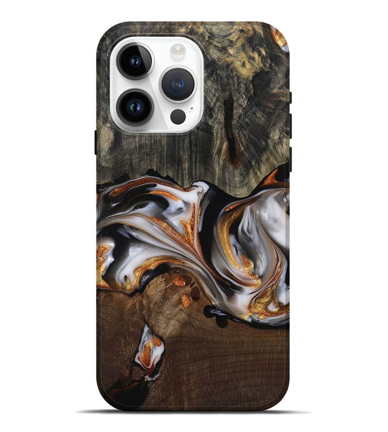 iPhone 15 Pro Max Wood Live Edge Phone Case - Darby (Black & White, 812207)