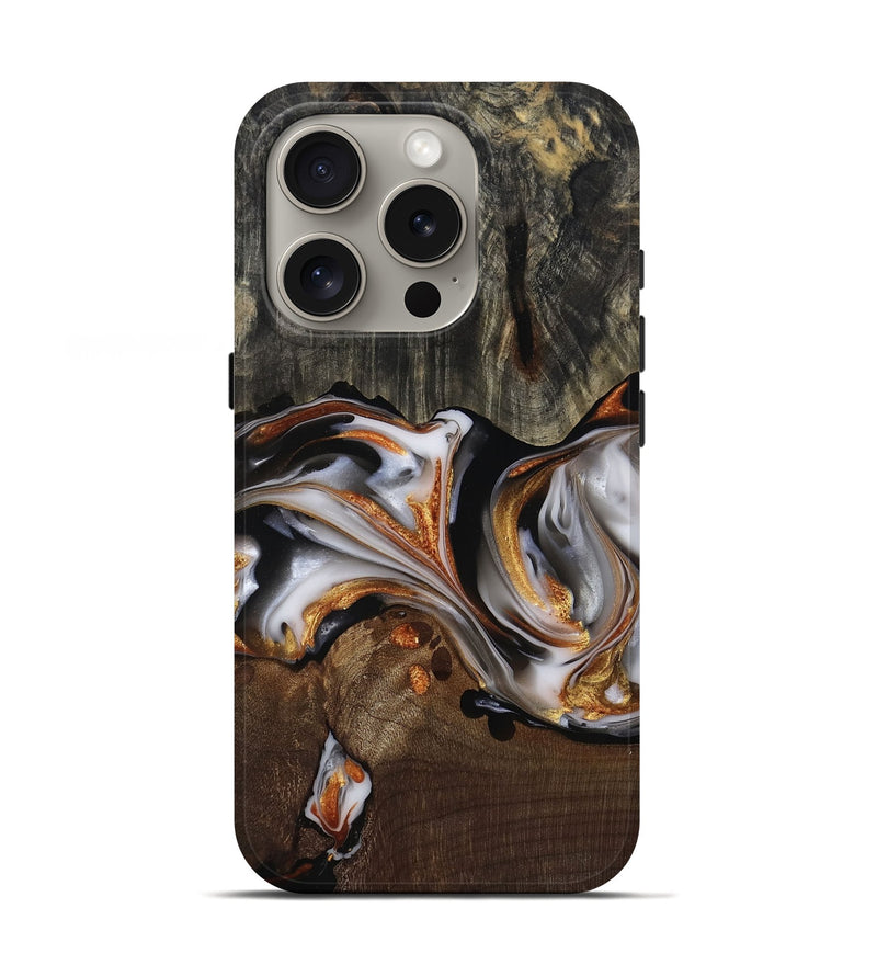 iPhone 16 Pro Wood Live Edge Phone Case - Darby (Black & White, 812207)