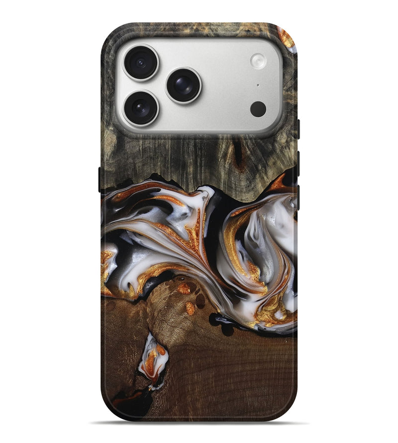 iPhone 17 Pro Max Wood Live Edge Phone Case - Darby (Black & White, 812207)