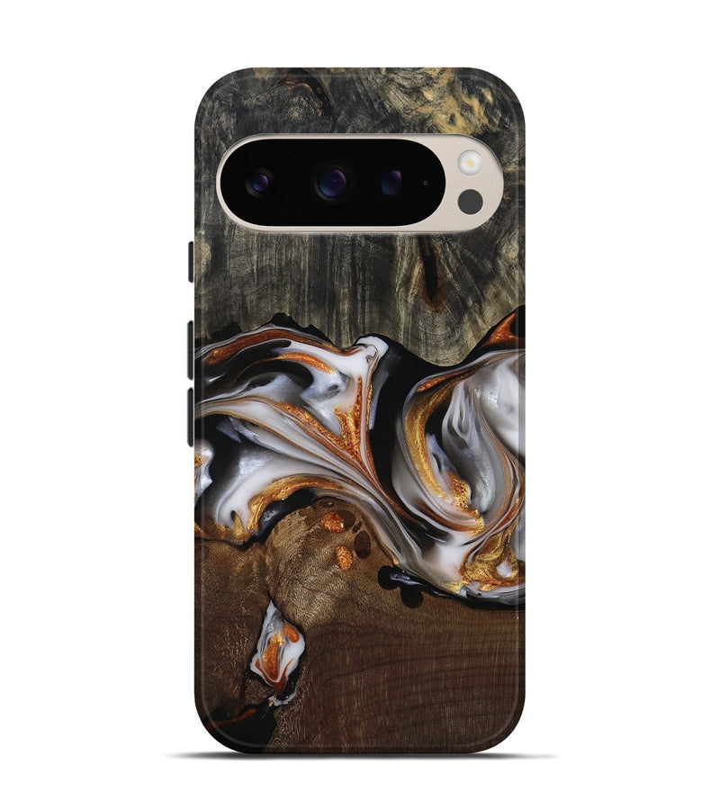 Pixel 9 Wood Live Edge Phone Case - Darby (Black & White, 812207)