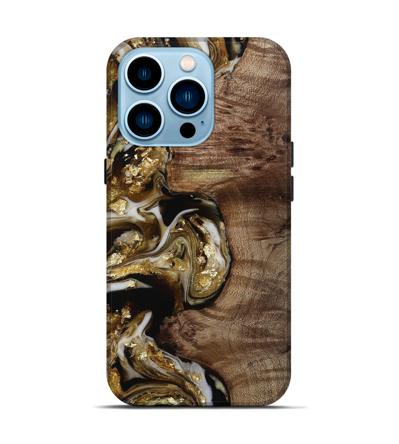 iPhone 14 Pro Wood Live Edge Phone Case - Rolland (Black & White, 812208)