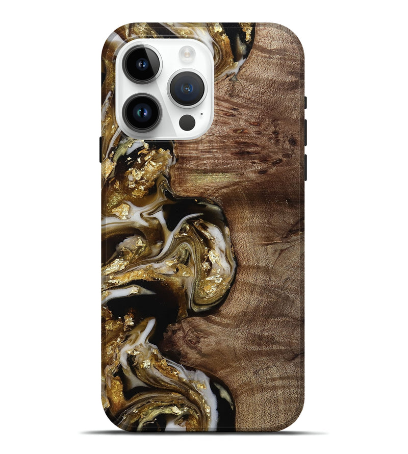 iPhone 15 Pro Max Wood Live Edge Phone Case - Rolland (Black & White, 812208)
