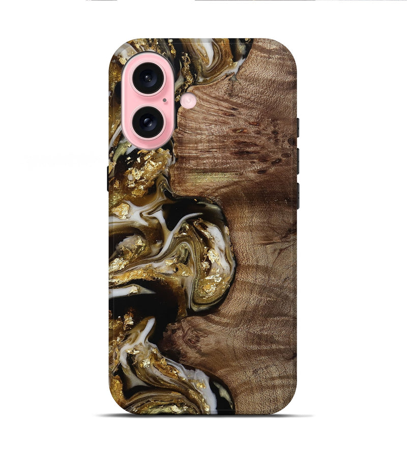 iPhone 16 Wood Live Edge Phone Case - Rolland (Black & White, 812208)