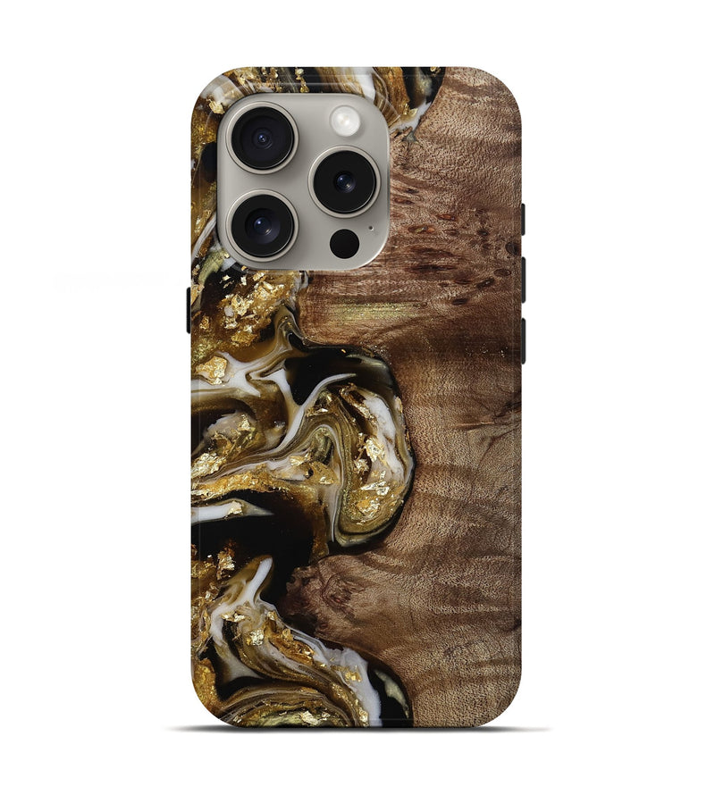 iPhone 16 Pro Wood Live Edge Phone Case - Rolland (Black & White, 812208)