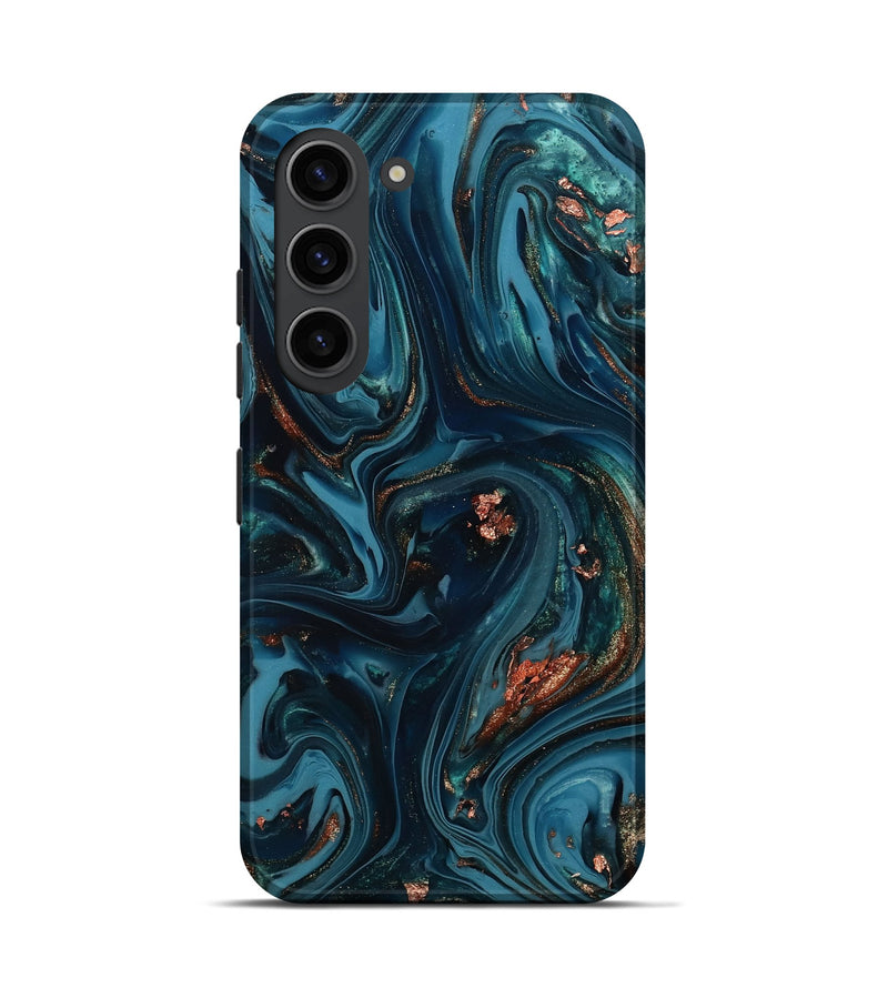 Galaxy S23 ResinArt Live Edge Phone Case - Chelsi (Teal & Gold, 812209)