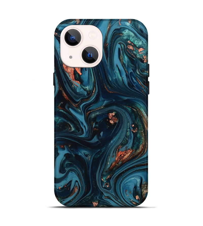iPhone 13 ResinArt Live Edge Phone Case - Chelsi (Teal & Gold, 812209)