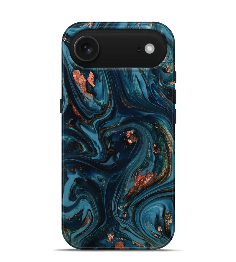 iPhone 17 Air ResinArt Live Edge Phone Case - Chelsi (Teal & Gold, 812209)
