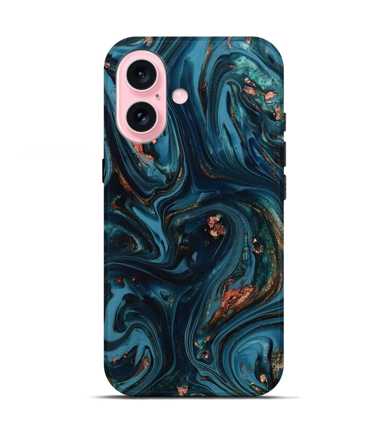 iPhone 17 ResinArt Live Edge Phone Case - Chelsi (Teal & Gold, 812209)