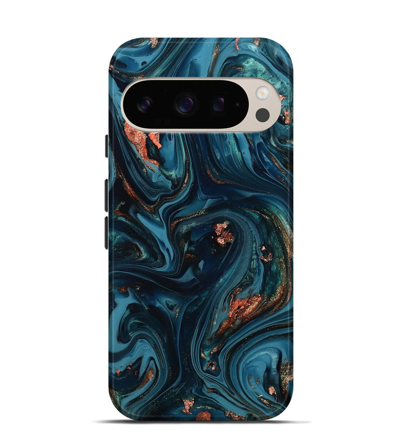 Pixel 10 ResinArt Live Edge Phone Case - Chelsi (Teal & Gold, 812209)