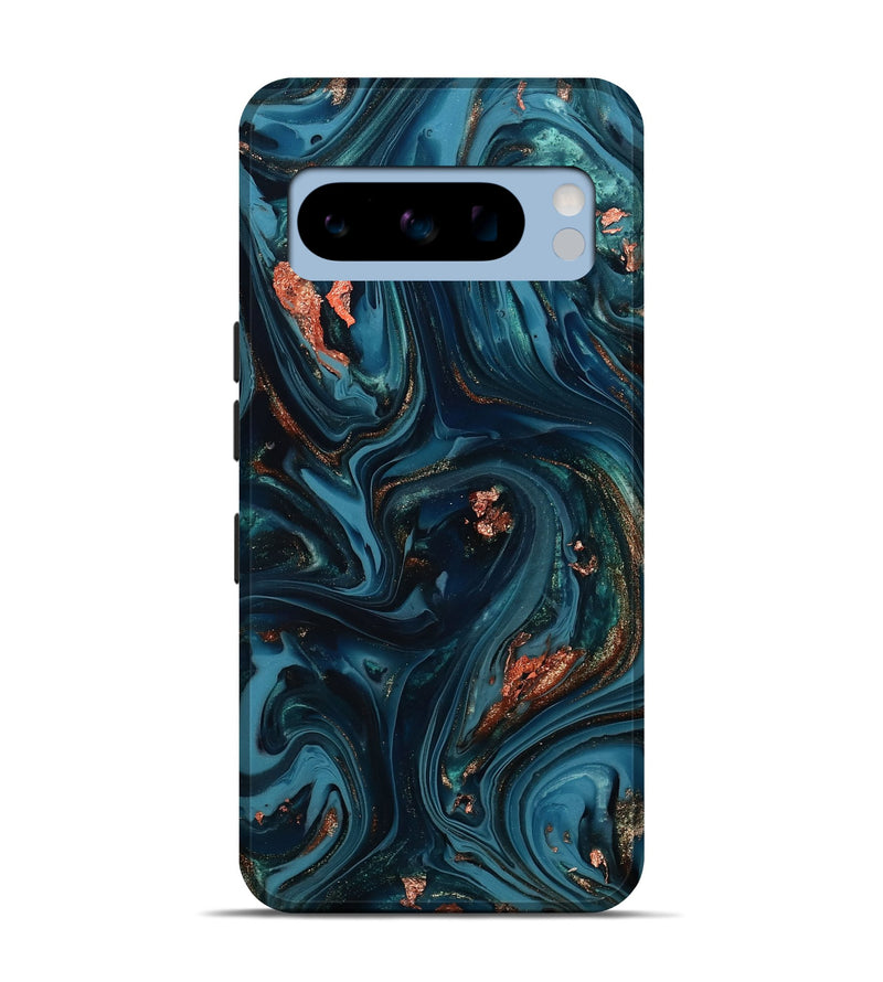 Pixel 8 Pro ResinArt Live Edge Phone Case - Chelsi (Teal & Gold, 812209)