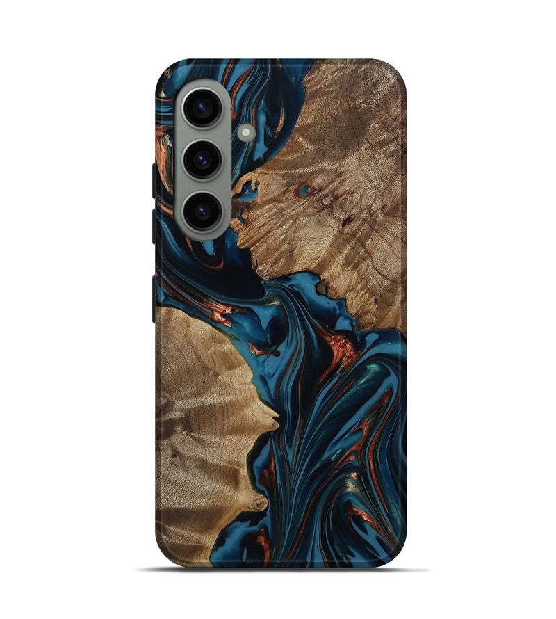 Galaxy S24 Wood Live Edge Phone Case - Scarlet (Teal & Gold, 812210)