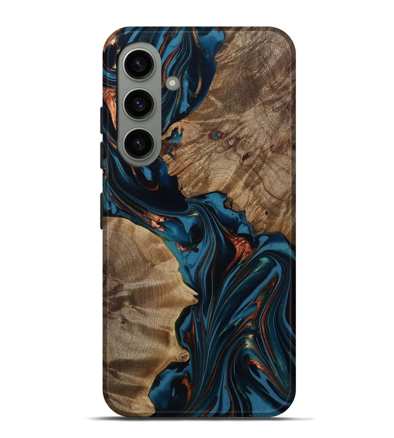 Galaxy S24 Plus Wood Live Edge Phone Case - Scarlet (Teal & Gold, 812210)