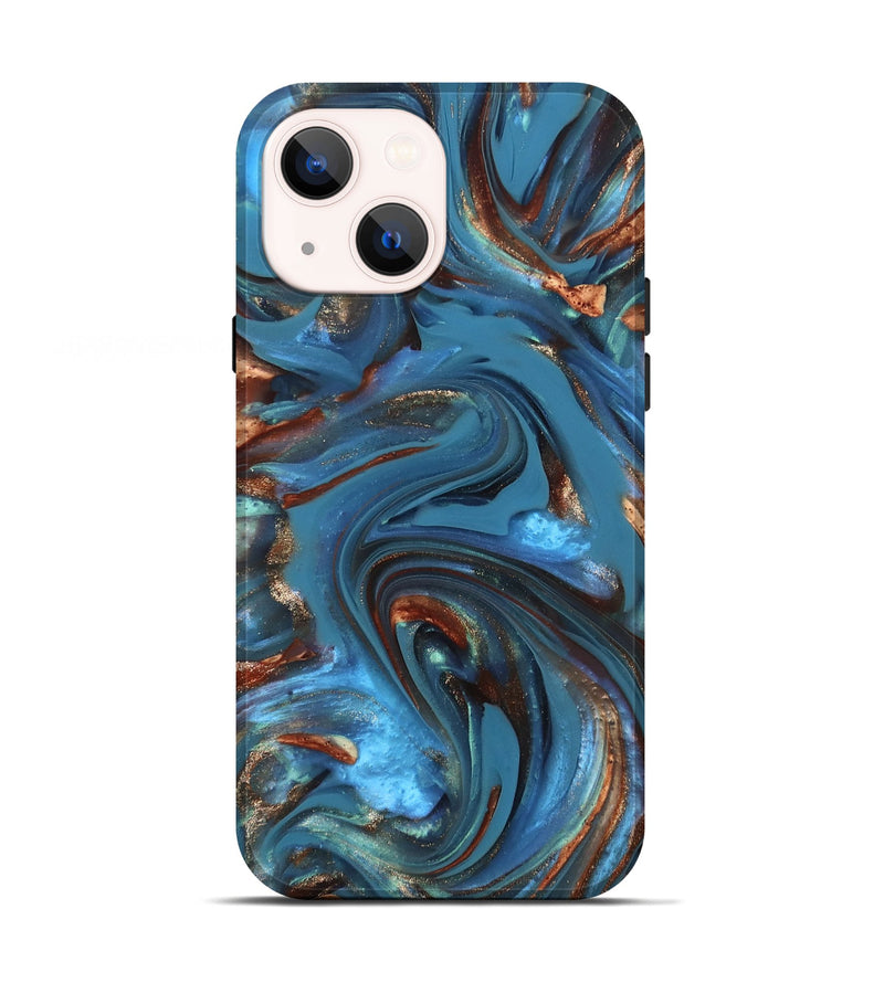 iPhone 13 ResinArt Live Edge Phone Case - Tobias (Teal & Gold, 812211)