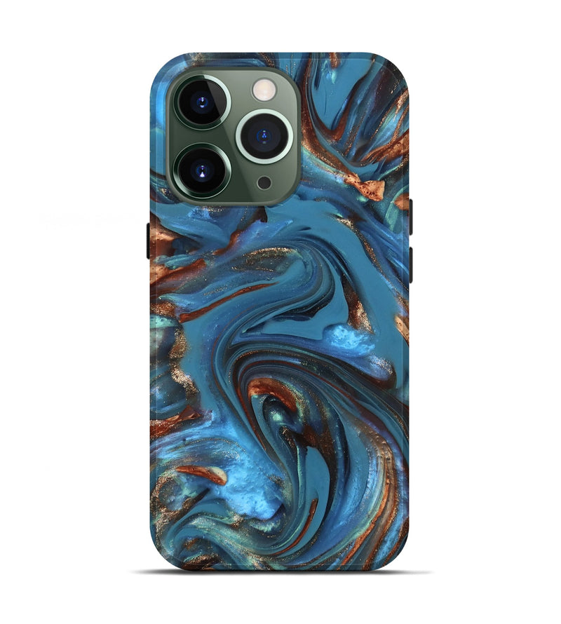 iPhone 13 Pro ResinArt Live Edge Phone Case - Tobias (Teal & Gold, 812211)