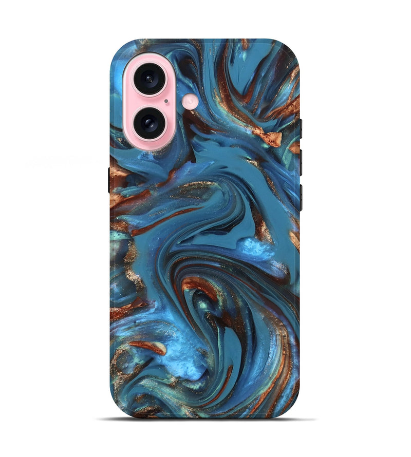 iPhone 17 ResinArt Live Edge Phone Case - Tobias (Teal & Gold, 812211)