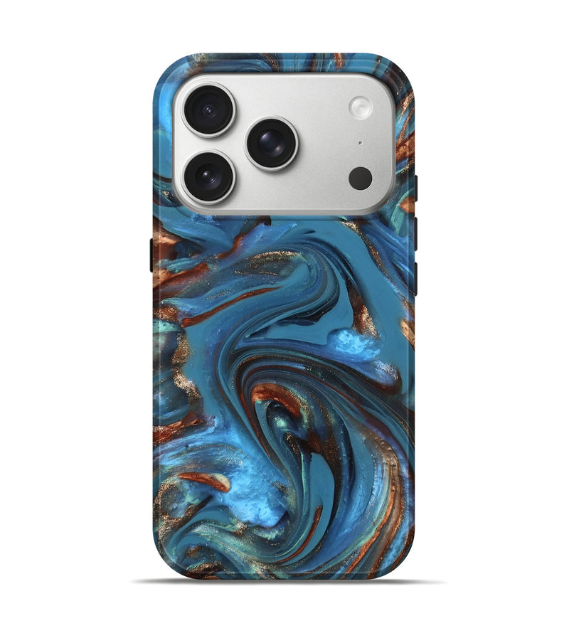 iPhone 17 Pro ResinArt Live Edge Phone Case - Tobias (Teal & Gold, 812211)