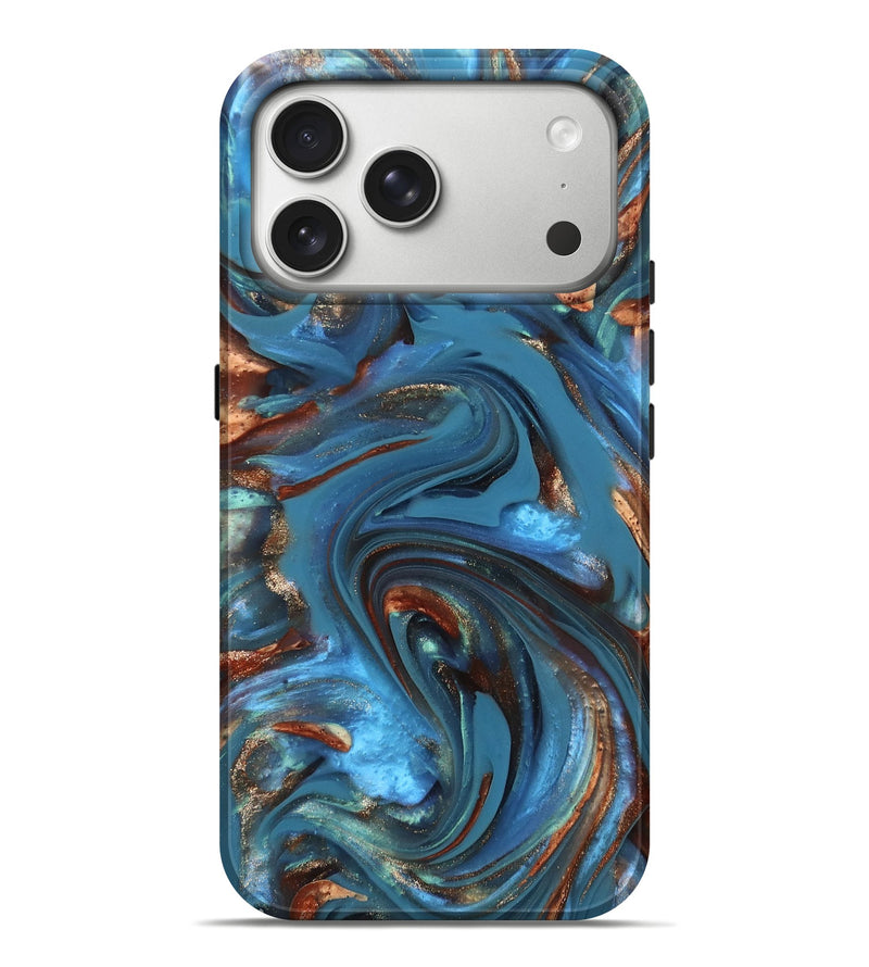 iPhone 17 Pro Max ResinArt Live Edge Phone Case - Tobias (Teal & Gold, 812211)