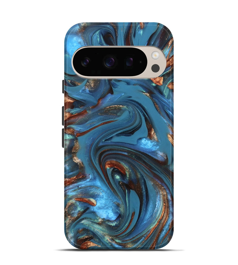 Pixel 10 Pro ResinArt Live Edge Phone Case - Tobias (Teal & Gold, 812211)