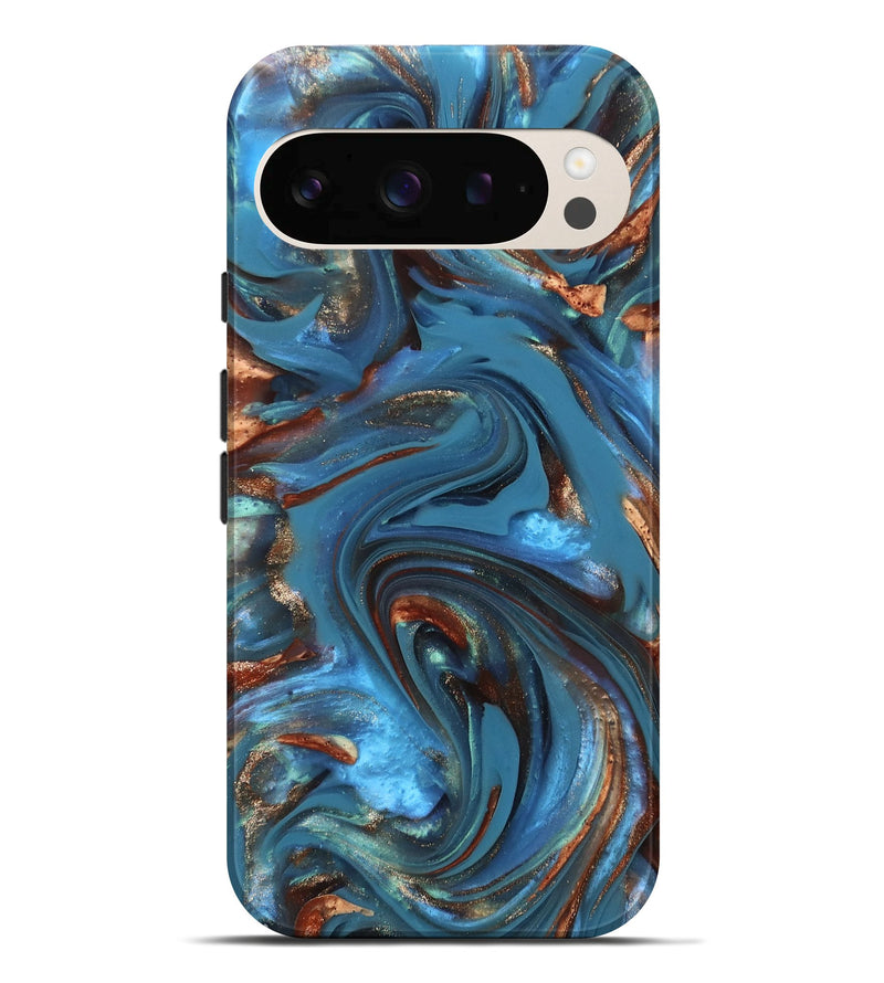 Pixel 10 Pro XL ResinArt Live Edge Phone Case - Tobias (Teal & Gold, 812211)