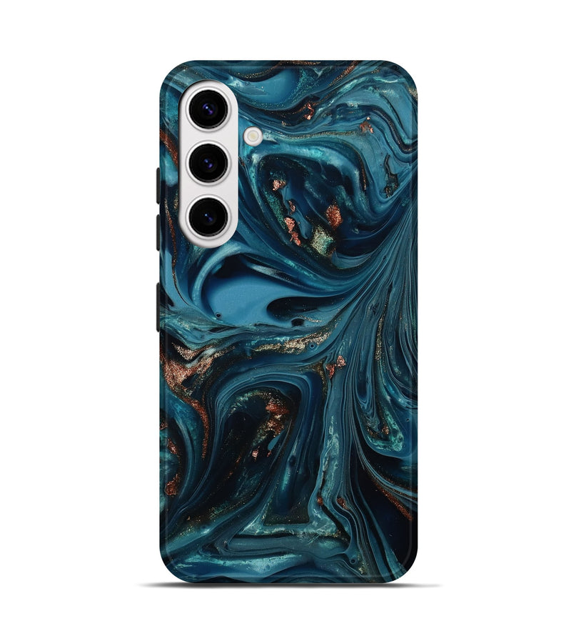 Galaxy S25 ResinArt Live Edge Phone Case - Talan (Teal & Gold, 812212)