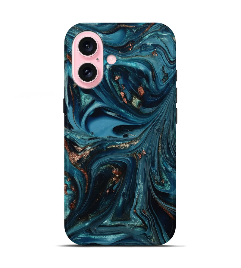 iPhone 17 ResinArt Live Edge Phone Case - Talan (Teal & Gold, 812212)