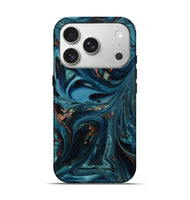 iPhone 17 Pro ResinArt Live Edge Phone Case - Talan (Teal & Gold, 812212)