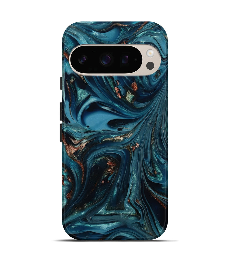 Pixel 10 ResinArt Live Edge Phone Case - Talan (Teal & Gold, 812212)