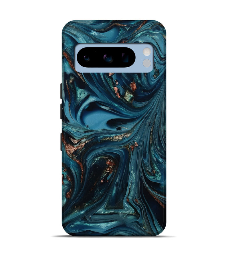 Pixel 8 Pro ResinArt Live Edge Phone Case - Talan (Teal & Gold, 812212)