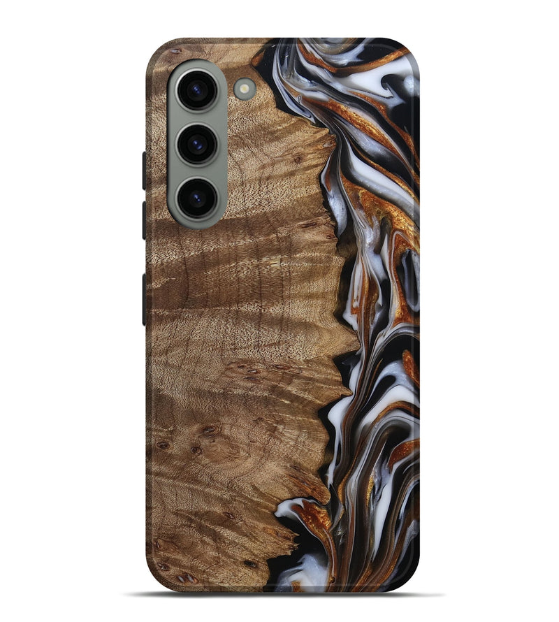 Galaxy S23 Plus Wood Live Edge Phone Case - Mikala (Black & White, 812213)