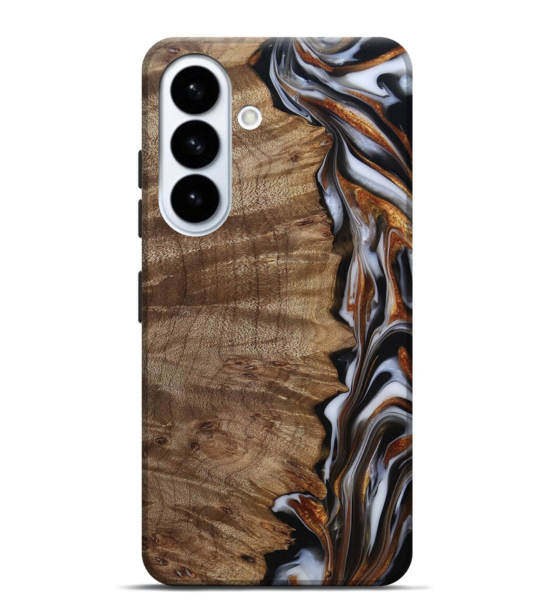 Galaxy S26 Plus Wood Live Edge Phone Case - Mikala (Black & White, 812213)