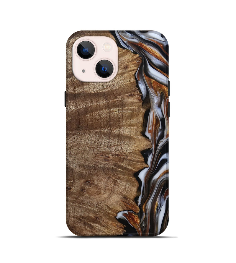 iPhone 13 mini Wood Live Edge Phone Case - Mikala (Black & White, 812213)