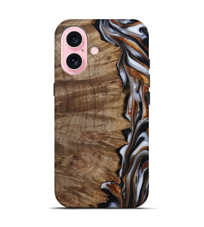 iPhone 17 Wood Live Edge Phone Case - Mikala (Black & White, 812213)