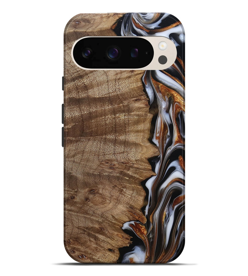 Pixel 10 Pro XL Wood Live Edge Phone Case - Mikala (Black & White, 812213)