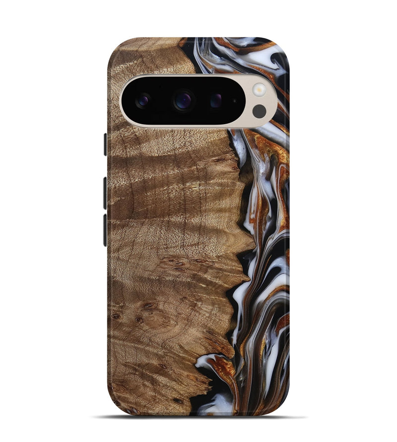 Pixel 9 Wood Live Edge Phone Case - Mikala (Black & White, 812213)