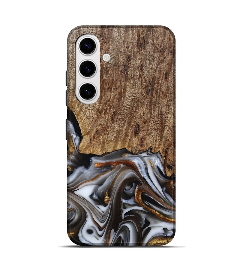 Galaxy S25 Wood Live Edge Phone Case - Early (Black & White, 812214)