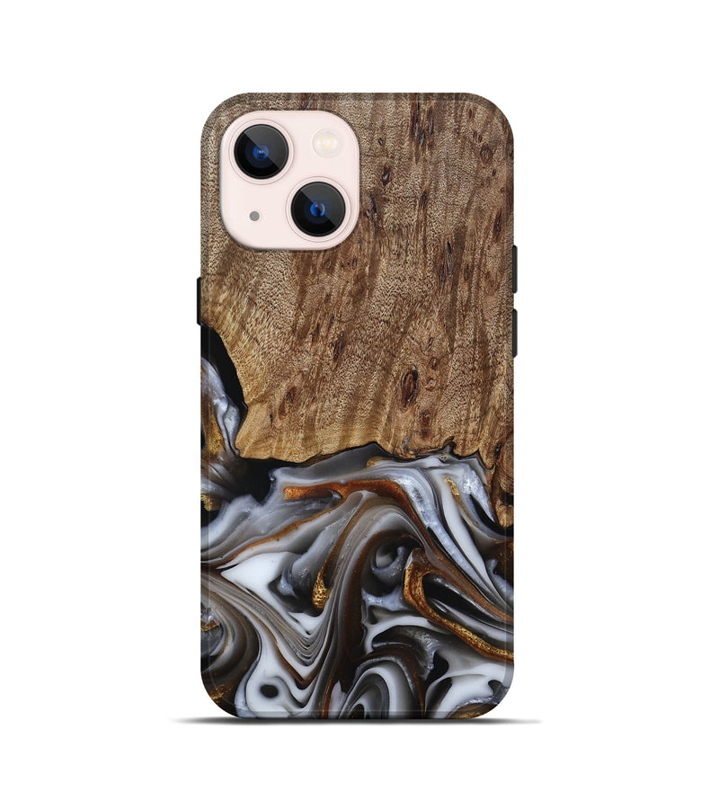 iPhone 13 mini Wood Live Edge Phone Case - Early (Black & White, 812214)