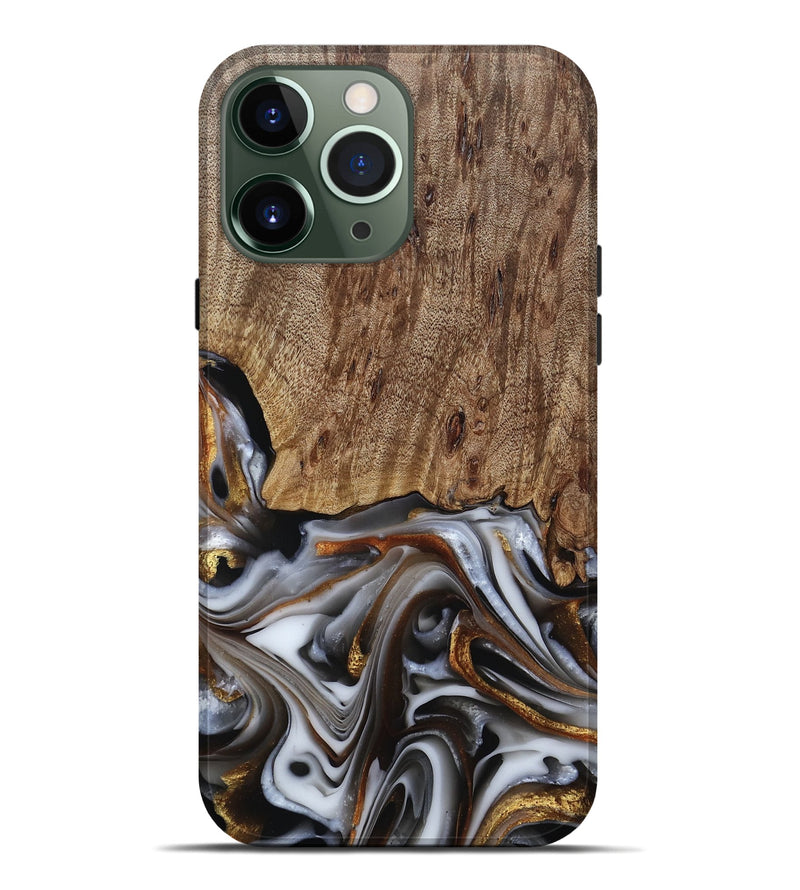 iPhone 13 Pro Max Wood Live Edge Phone Case - Early (Black & White, 812214)