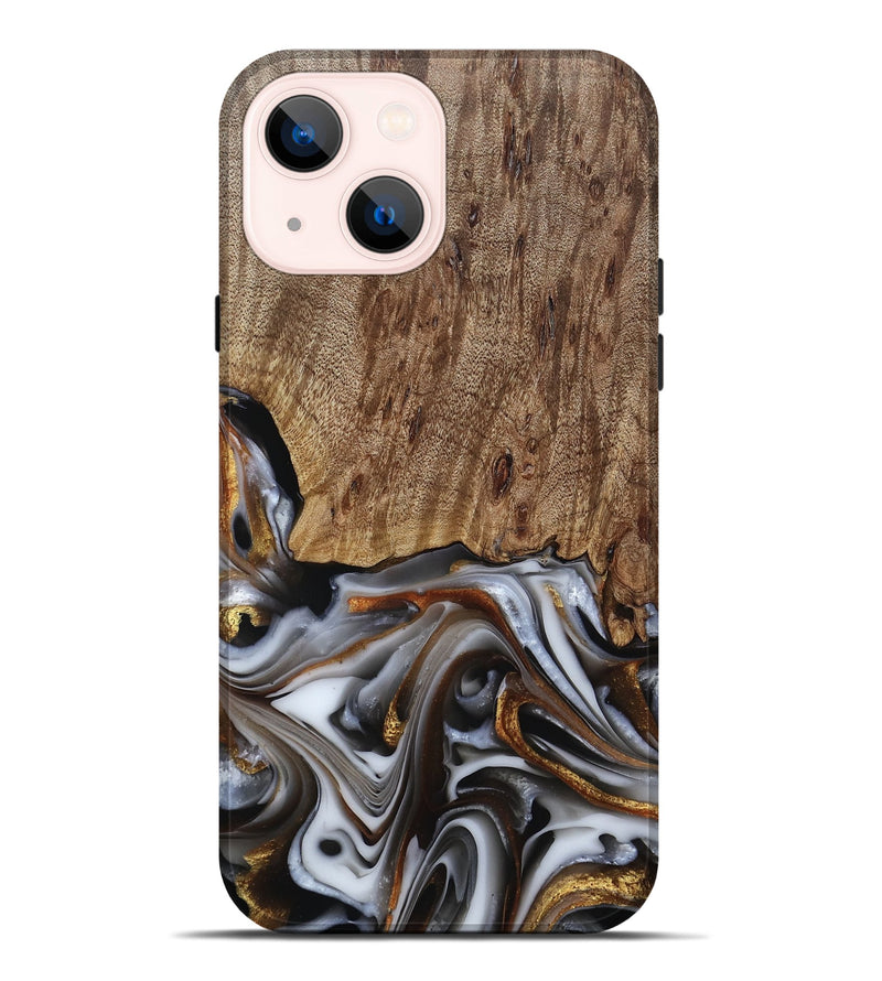 iPhone 14 Plus Wood Live Edge Phone Case - Early (Black & White, 812214)