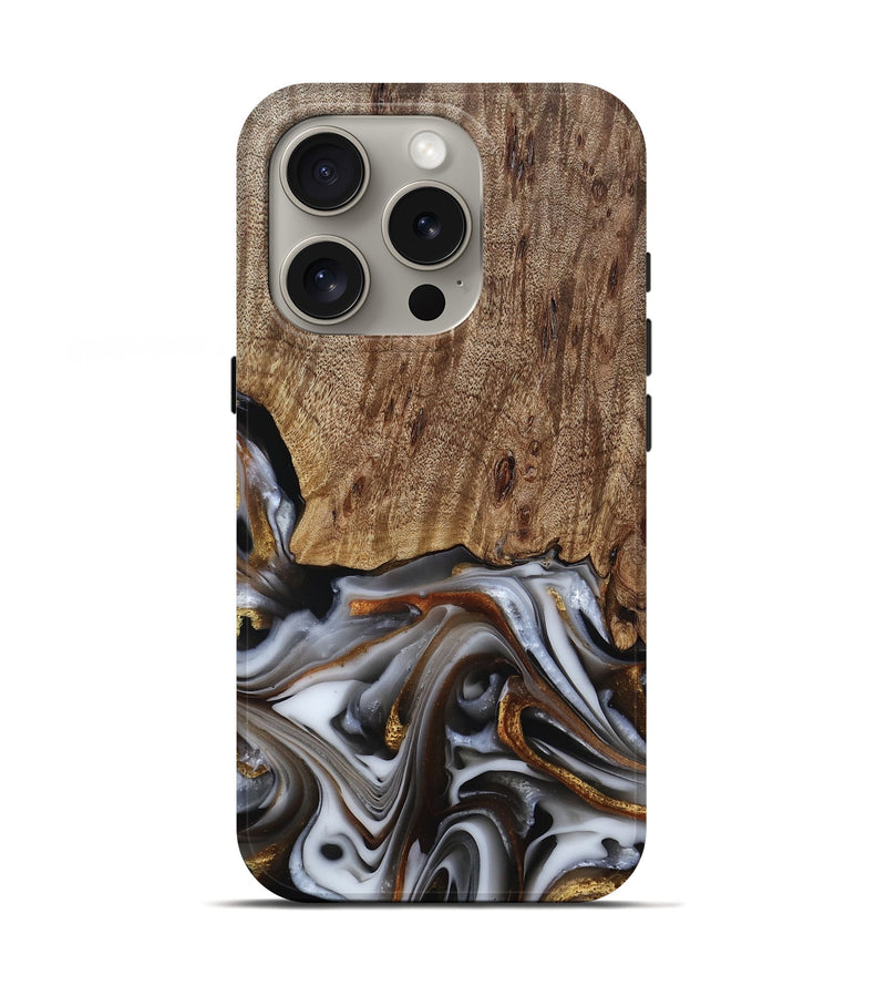 iPhone 16 Pro Wood Live Edge Phone Case - Early (Black & White, 812214)