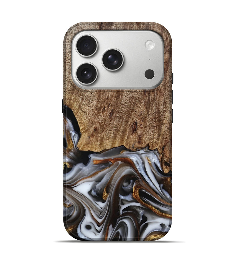 iPhone 17 Pro Wood Live Edge Phone Case - Early (Black & White, 812214)