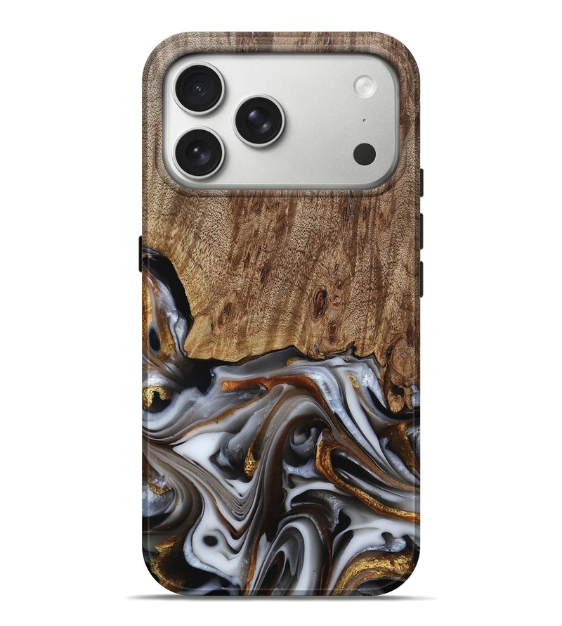 iPhone 17 Pro Max Wood Live Edge Phone Case - Early (Black & White, 812214)