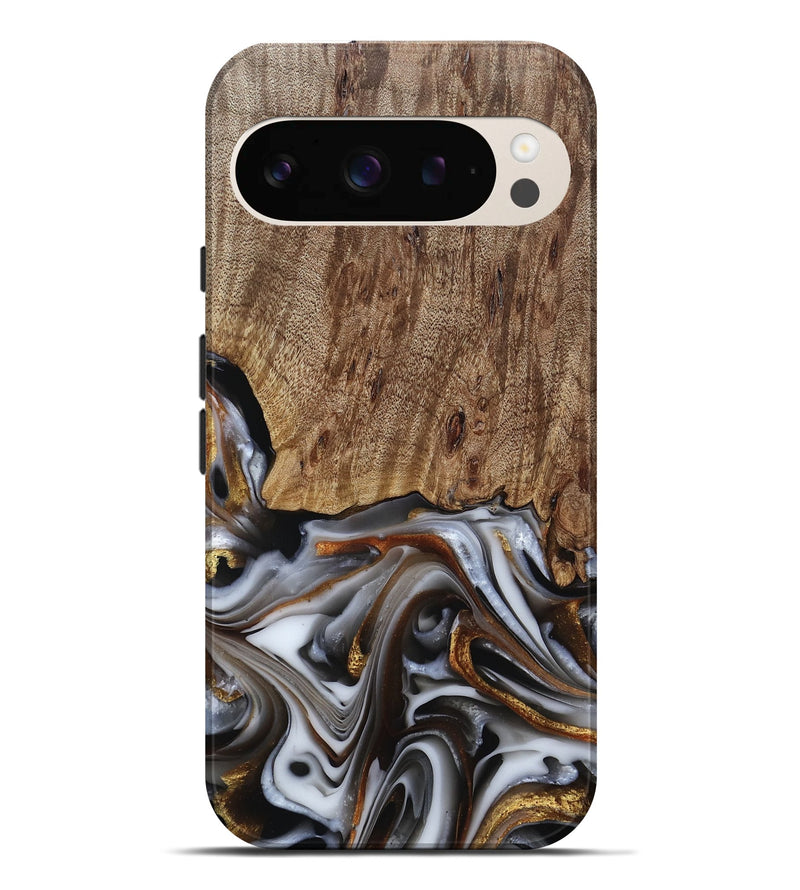 Pixel 9 Pro XL Wood Live Edge Phone Case - Early (Black & White, 812214)