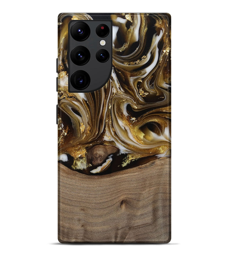 Galaxy S22 Ultra Wood Live Edge Phone Case - Mayme (Black & White, 812215)