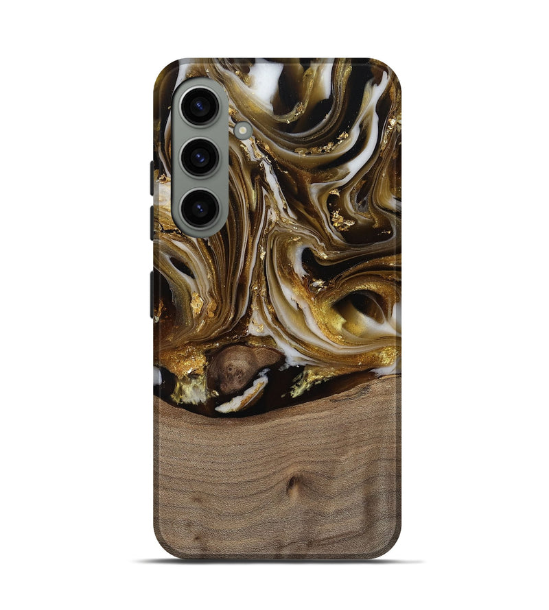 Galaxy S24 Wood Live Edge Phone Case - Mayme (Black & White, 812215)