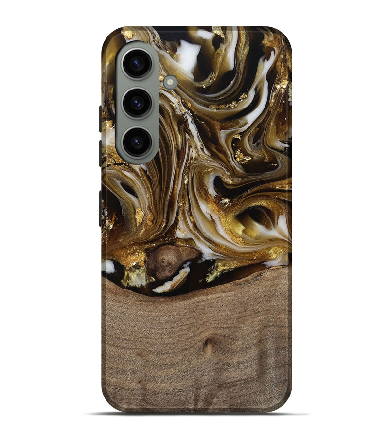 Galaxy S24 Plus Wood Live Edge Phone Case - Mayme (Black & White, 812215)