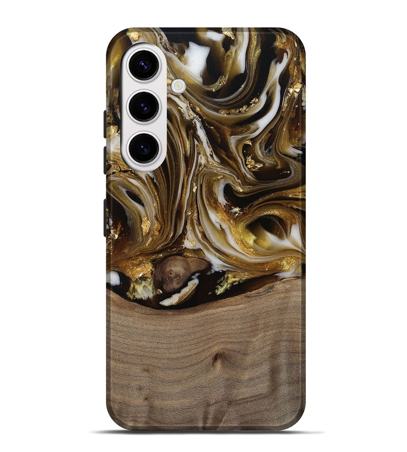 Galaxy S25 Plus Wood Live Edge Phone Case - Mayme (Black & White, 812215)